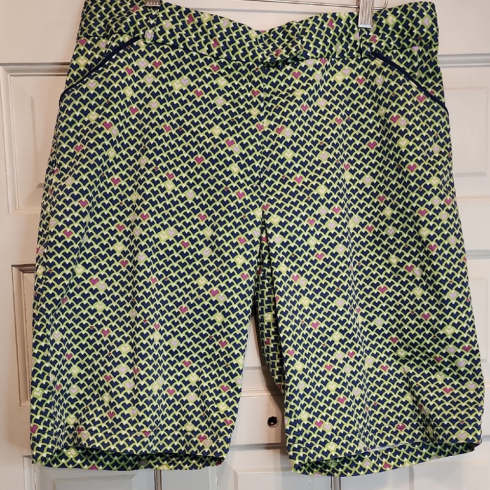 PETER MILLAR WOMENS SHORTS SIZE 16 COTTON SPANDEX 4 POCKETS, BELTLOOPS